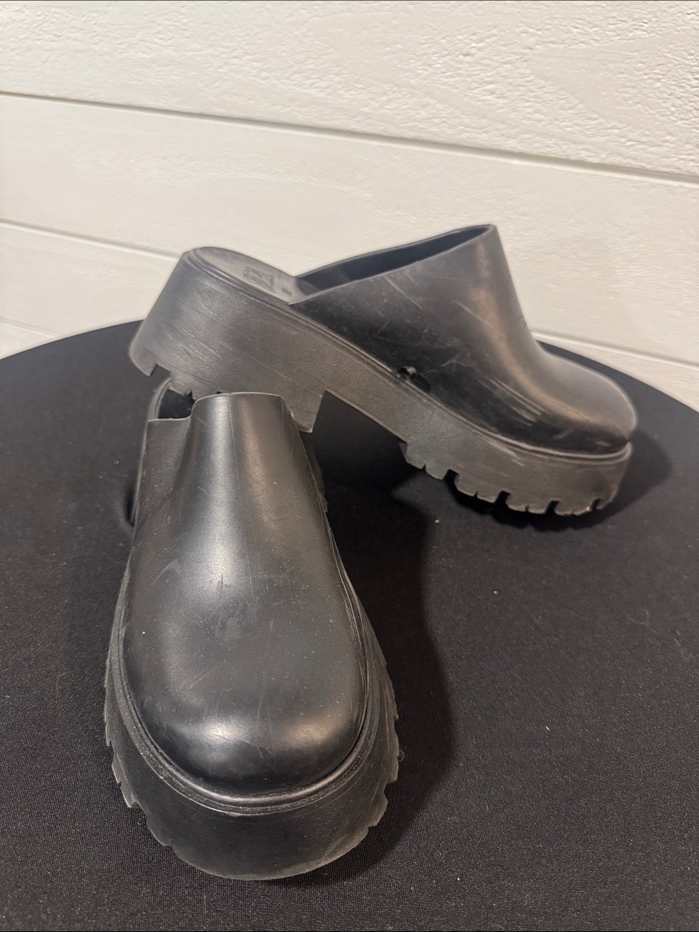 ZARA Black Platform Rubber Clog Mules - Comfortable Women's Slip-On Shoes- 36